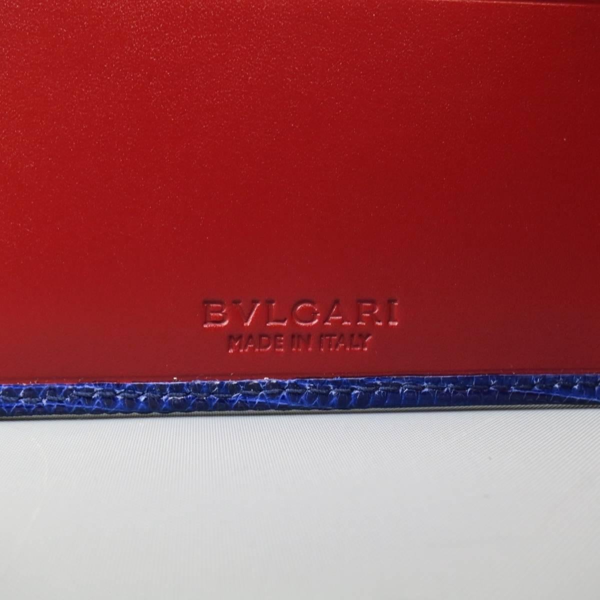 BVLGARI Royal Blue Lizard Leather Hipster Bifold Wallet In New Condition In San Francisco, CA
