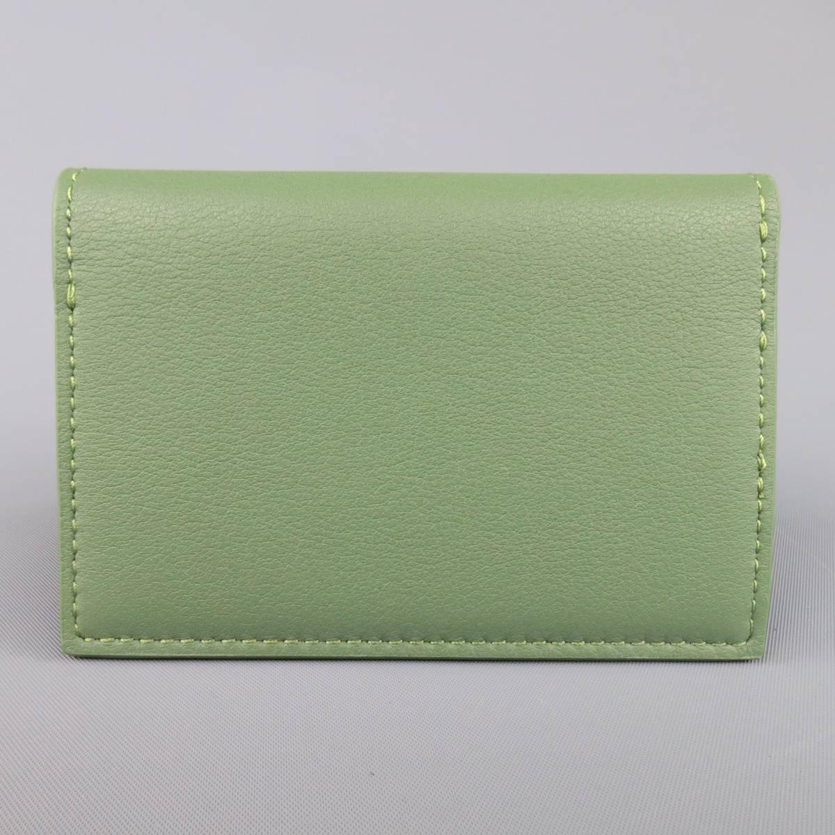 3.1 PHILLIP LIM Green Leather Card Case Wallet 1