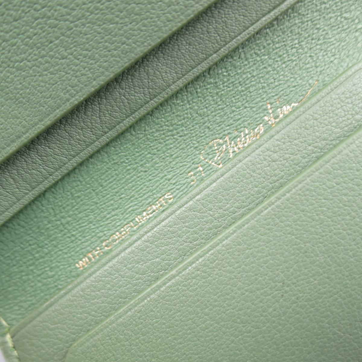 3.1 PHILLIP LIM Green Leather Card Case Wallet 3
