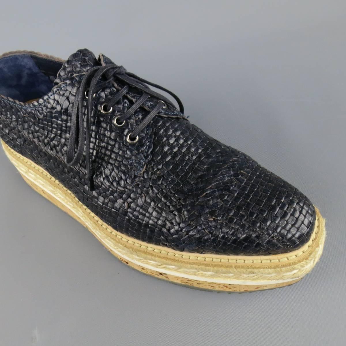 navy woven shoes