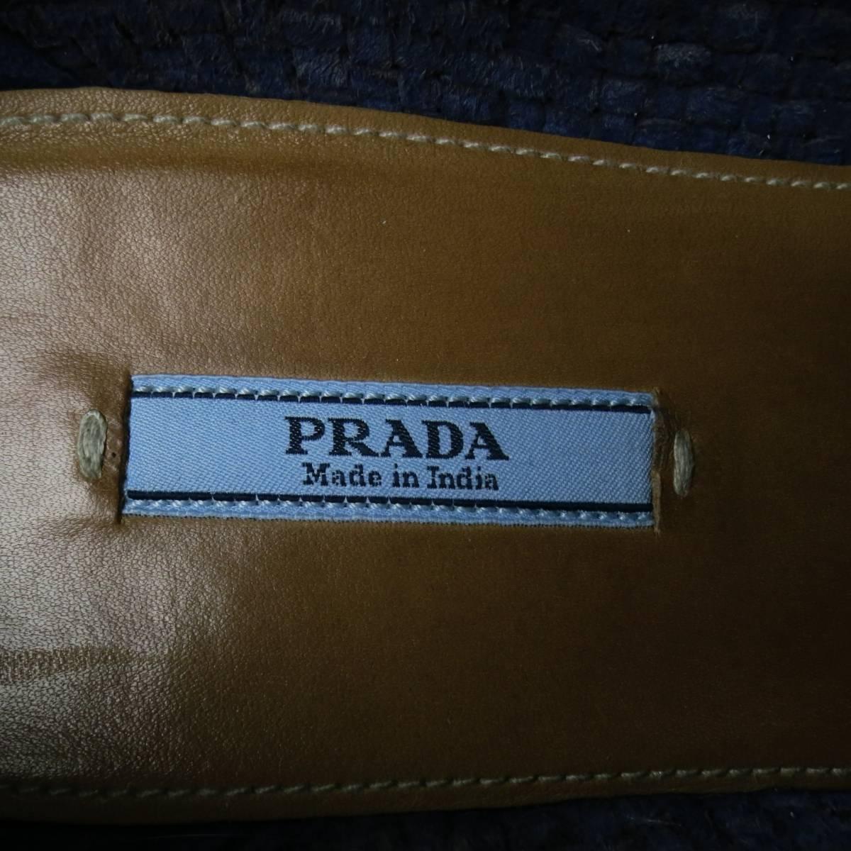 Prada Navy Woven Leather Cork Platform Dress Shoes 1