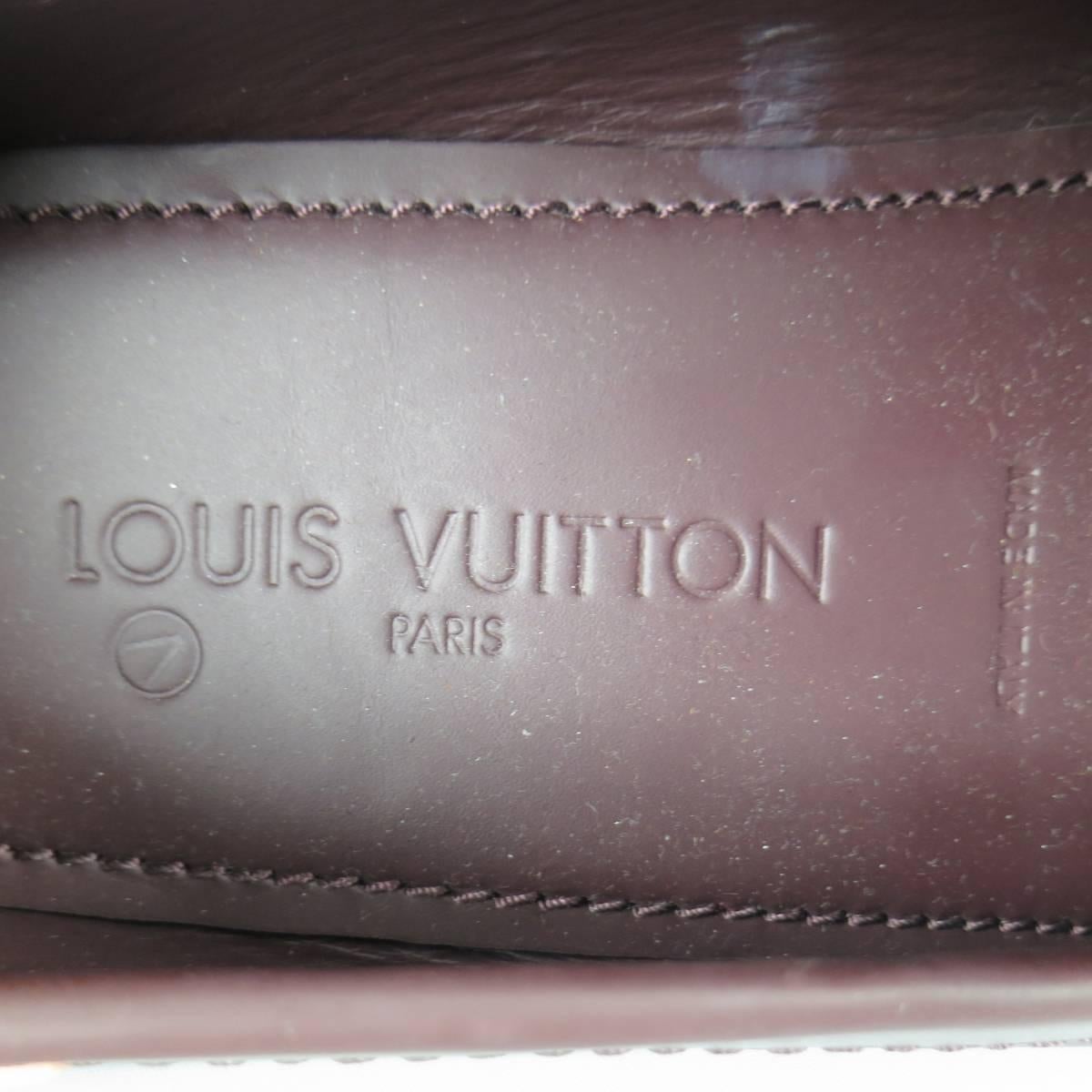 Men's LOUIS VUITTON Size 6 Prune Brown Ruberized Leather Monte Carlo Loafers 2