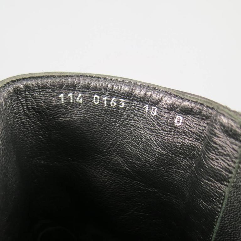 Men's GUCCI Size 11 Black Leather Striped Webbing Tab Biker Boots at ...