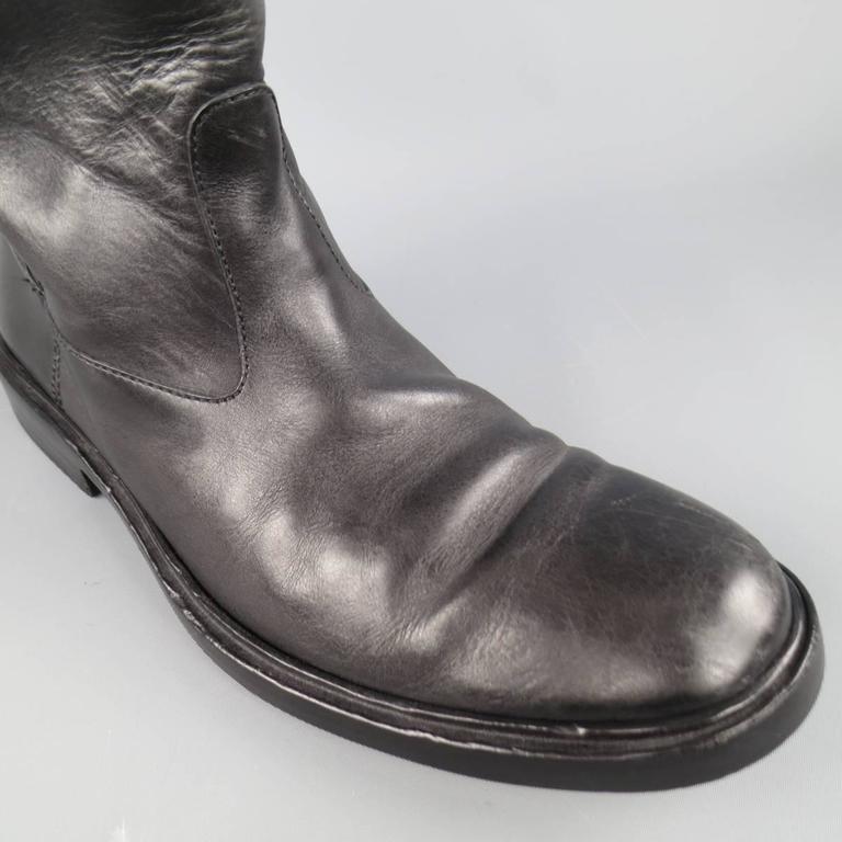 Men's GUCCI Size 11 Black Leather Striped bing Tab Biker Boots at