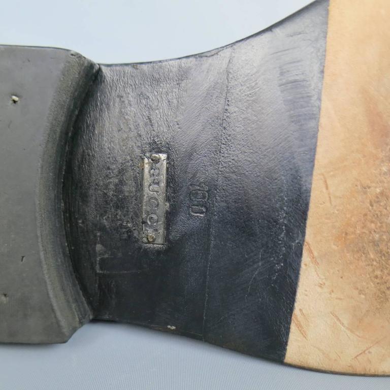 Men's GUCCI Size 11 Black Leather Striped bing Tab Biker Boots at