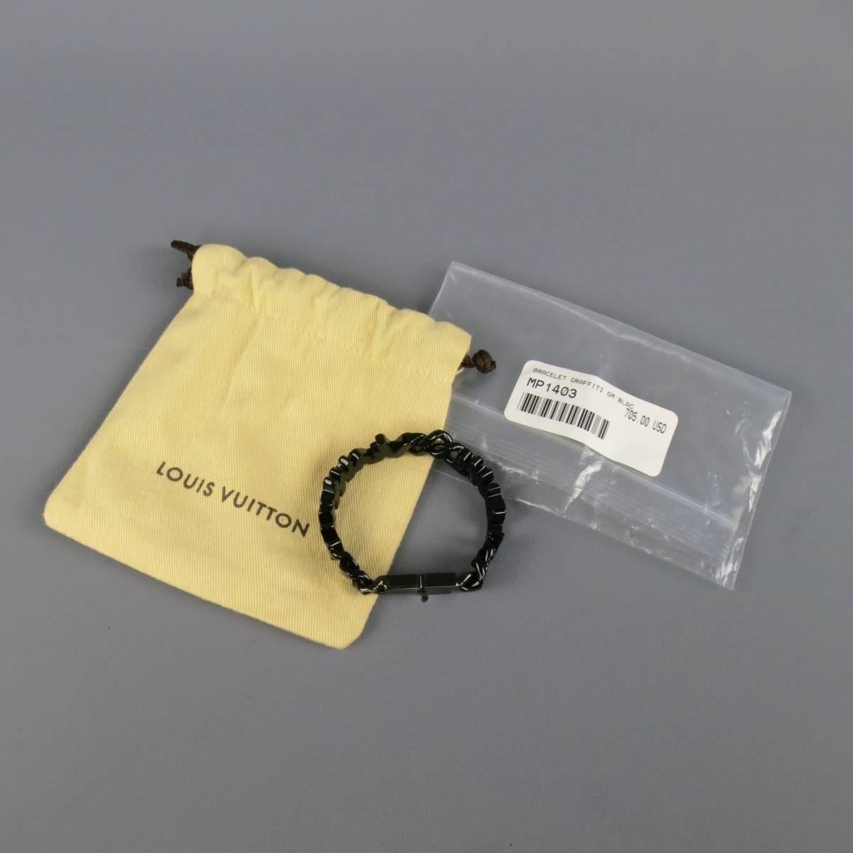 LOUIS VUITTON Black Metal Stephen Sprouse Graffiti Bracelet 6