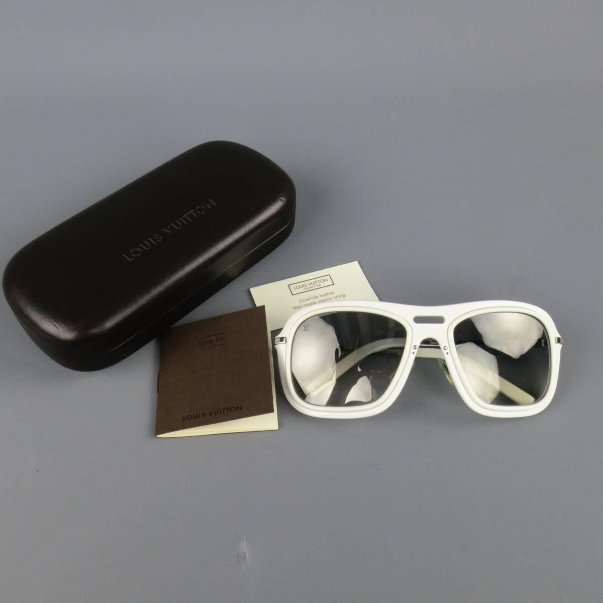 LOUIS VUITTON White Acetate & Metal Z0368U Aviator Sunglasses 2