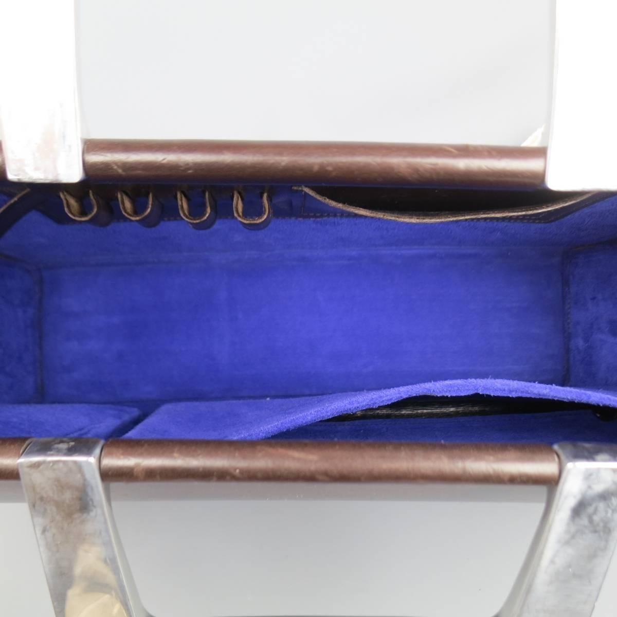VIntage BILL AMBERG Brown Leather Silver Metal Handle Doctor's Bag Briefcase 2