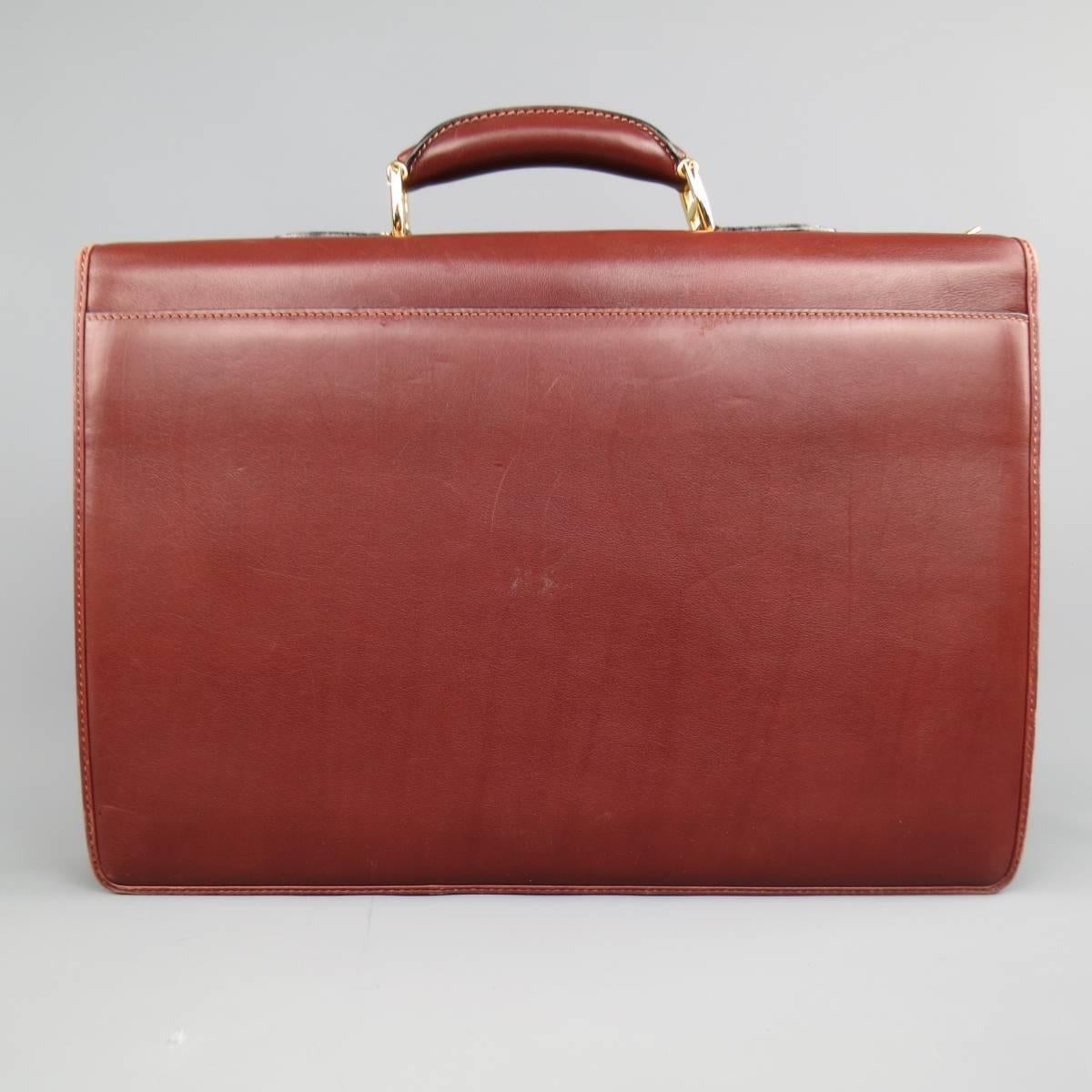 Men's BIANCHI e NARDI Cherry Brown & Gold Leather Briefcase Bag Portfolio (Braun)