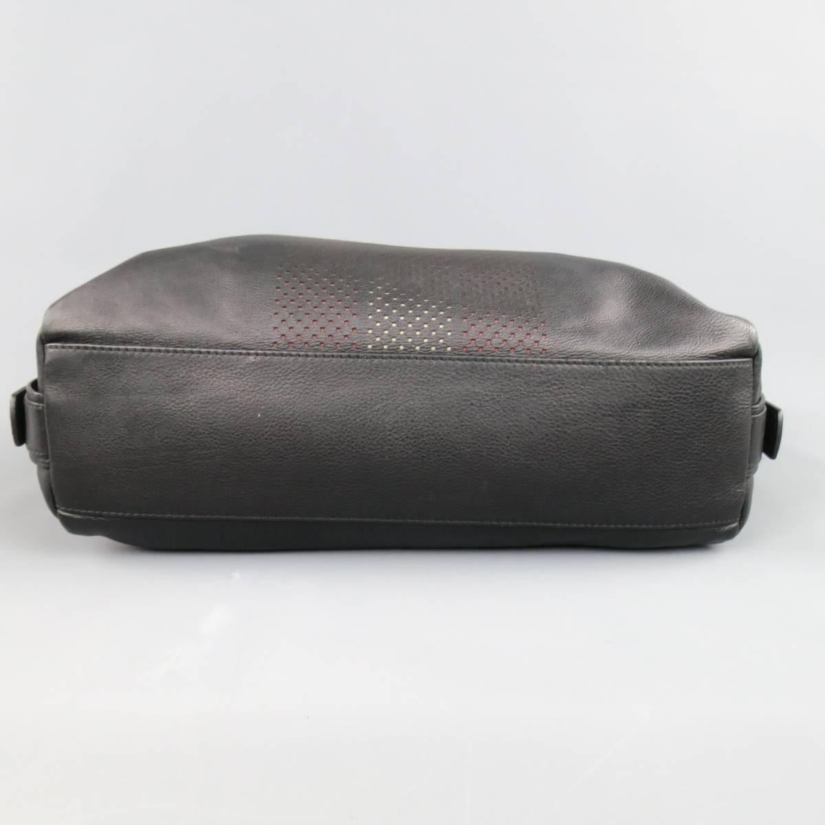 BALLY Black Leather Perforated Trainspotting Back Messenger Bag 1