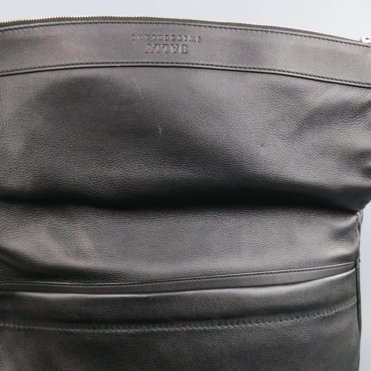 BALLY Black Leather Perforated Trainspotting Back Messenger Bag 3