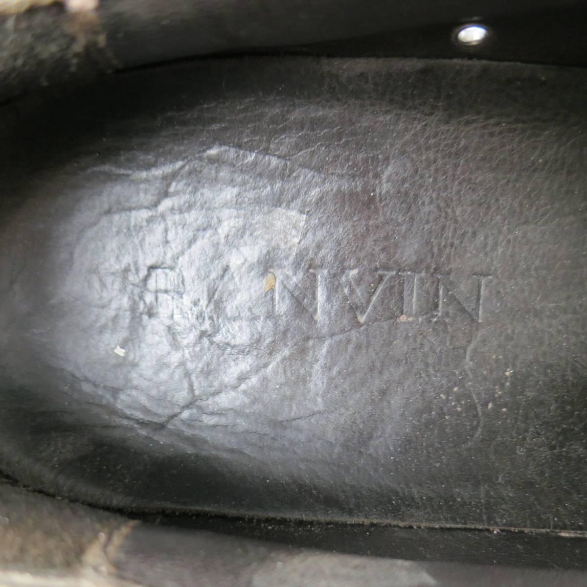 Men's LANVIN Size 10 Silver Grey Suede & Patent Leather Toe Cap Sneakers 5