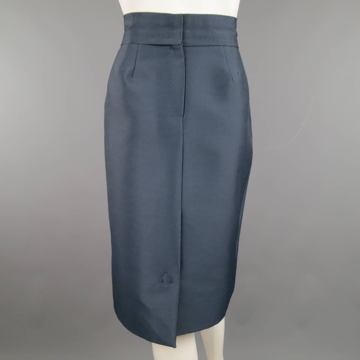 MARC JACOBS Size 4 Slate Blue Nylon / Silk Snap Slit A Line Skirt In Excellent Condition In San Francisco, CA