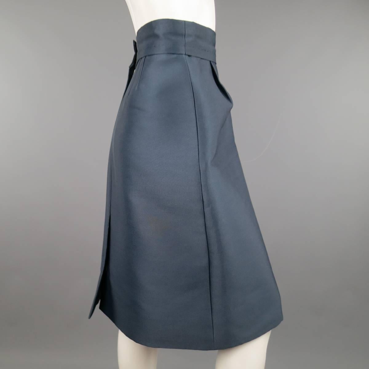 Gray MARC JACOBS Size 4 Slate Blue Nylon / Silk Snap Slit A Line Skirt