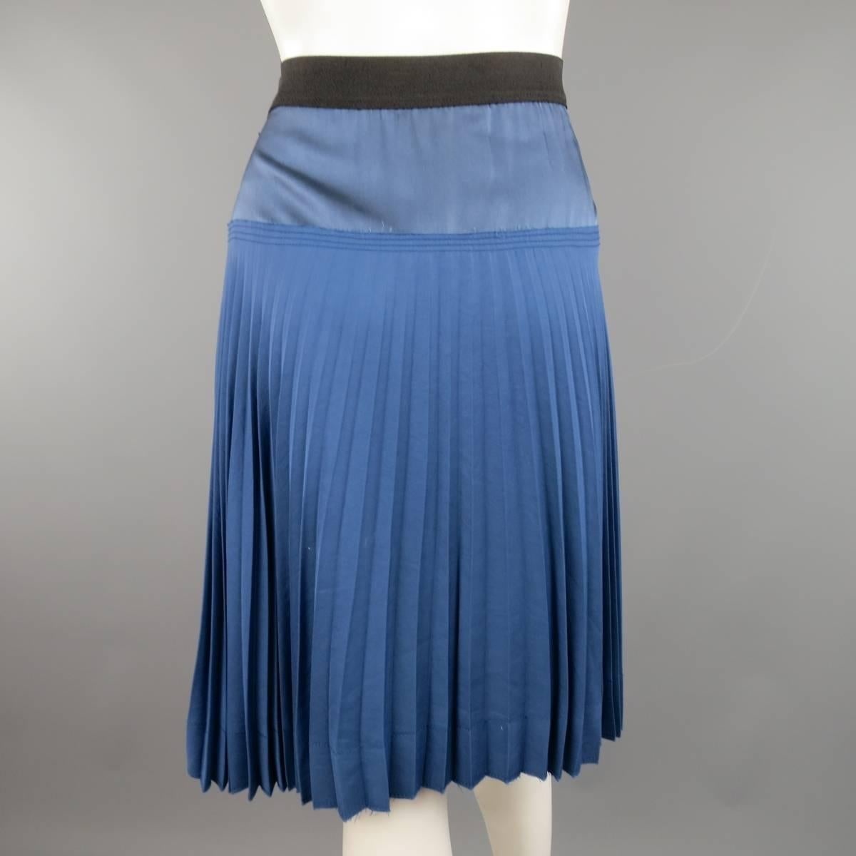 Marc Jacobs Blue Satin and Twill Pleated A Line Skirt  2