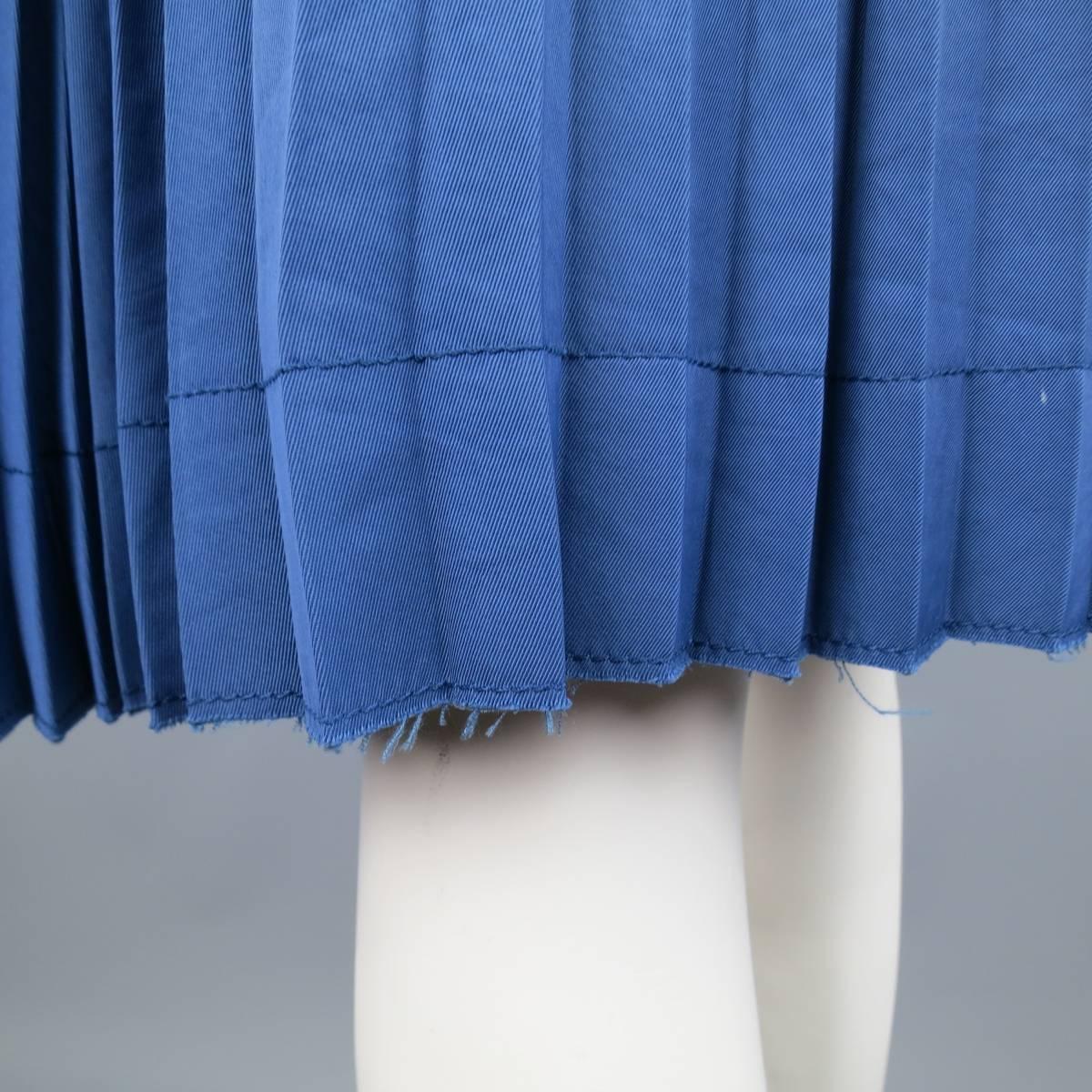 Women's Marc Jacobs Blue Satin and Twill Pleated A Line Skirt 