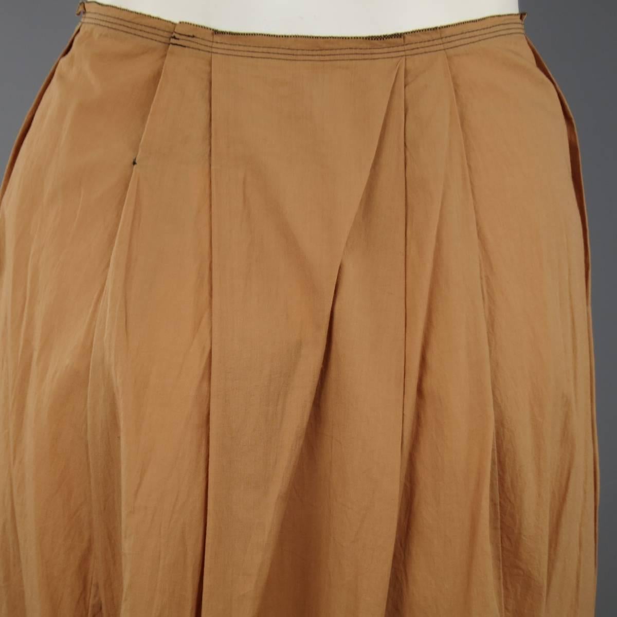 PRADA Size 4 Peach & Black Dip Dye Pleated Back Cotton A Line Skirt 1