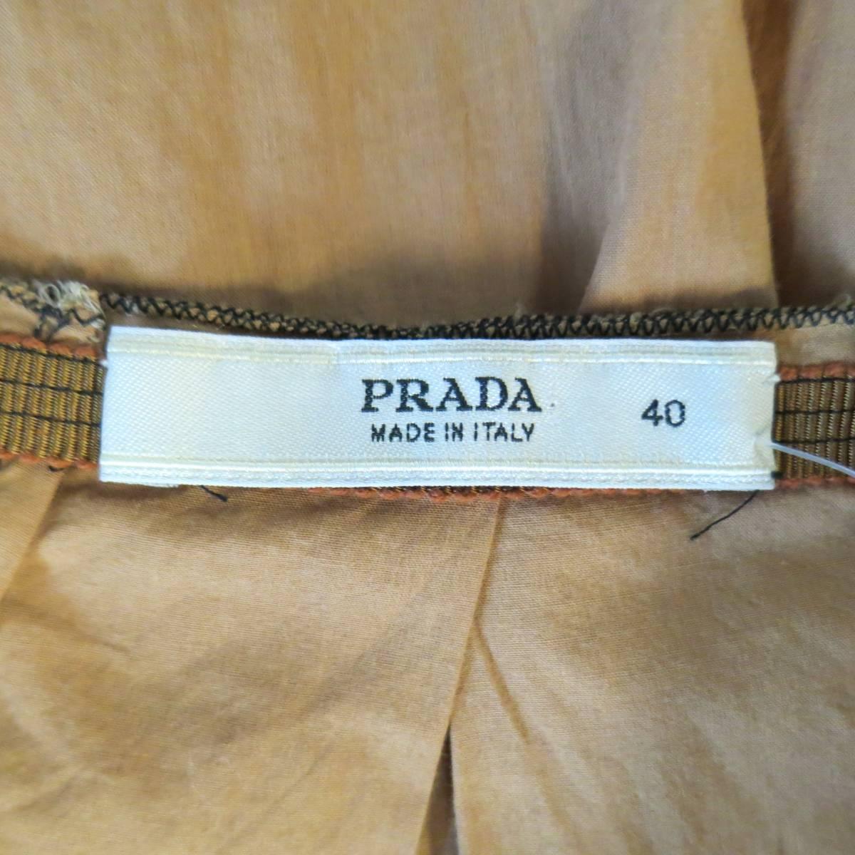 PRADA Size 4 Peach & Black Dip Dye Pleated Back Cotton A Line Skirt 2