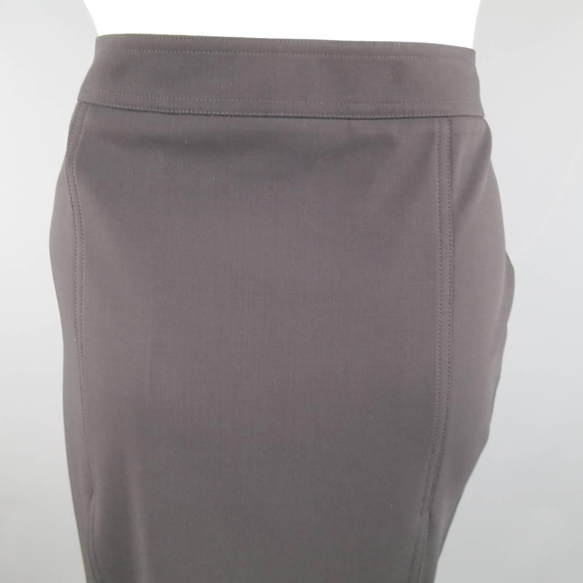 CELINE Size 4 Black Wool Double Slit Pencil Skirt In Excellent Condition In San Francisco, CA