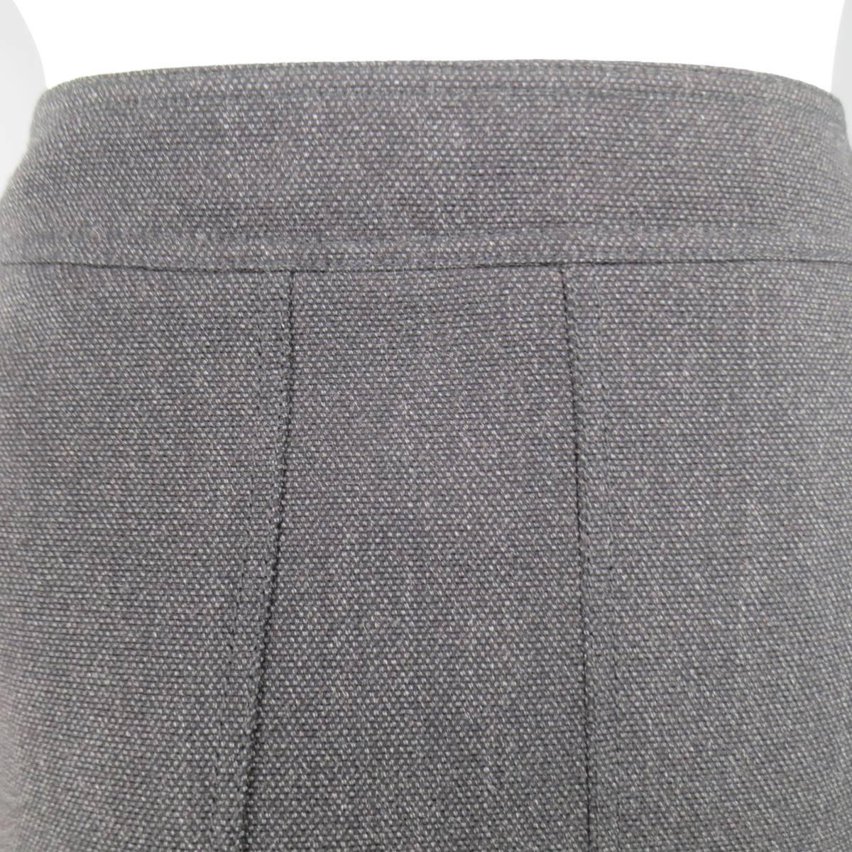 GUCCI Size 10 Charcoal Wool Tweed Gold Hardware Pleated Mini Skirt 2