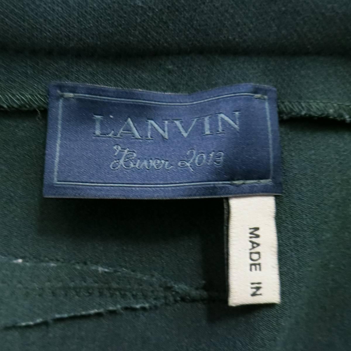 LANVIN Size 4 Green Stretch Satin Back Zip Pencil Skirt 1