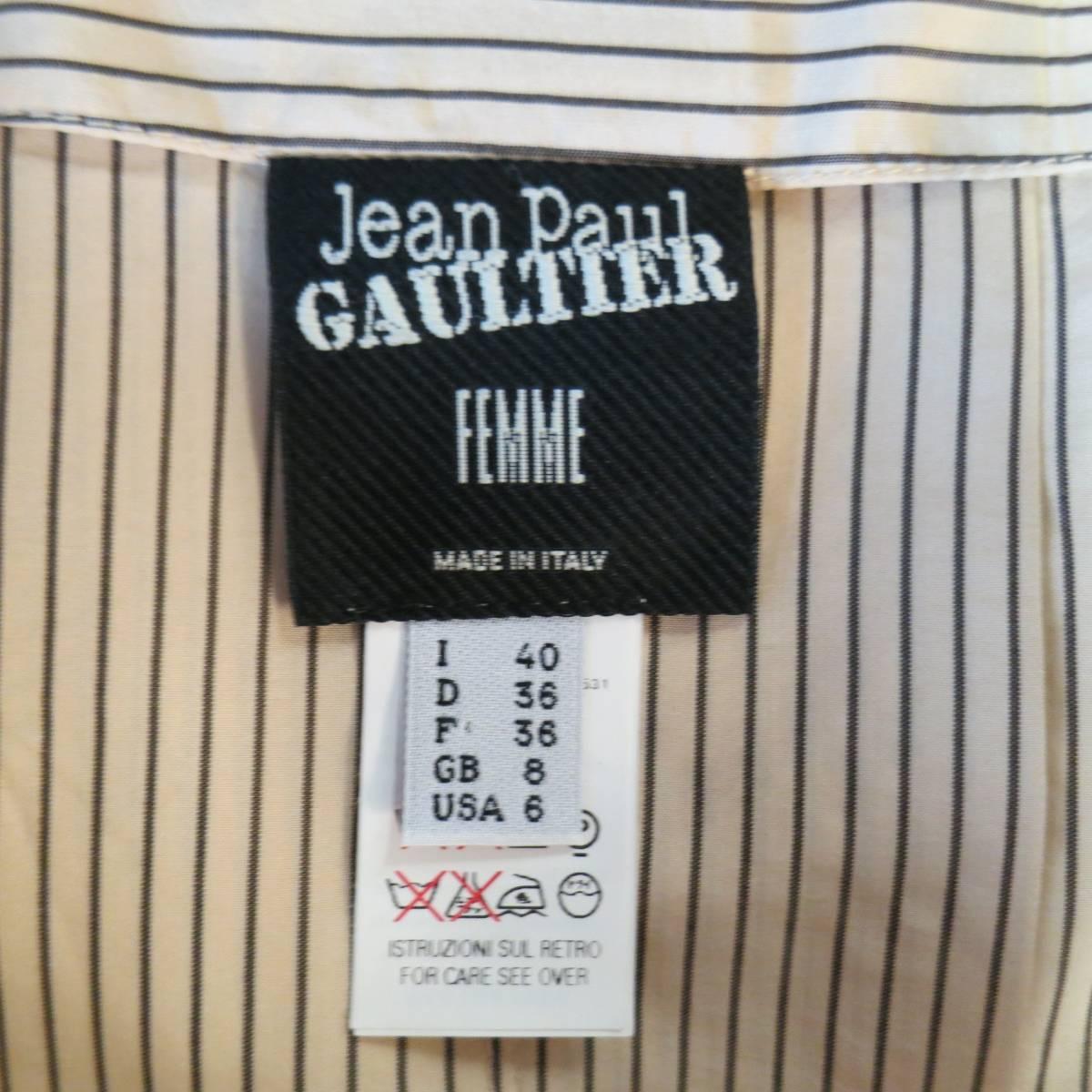 JEAN PAUL GAULTIER 6 Peach Beige & Brown Striped Rayon Silk Blend Pleated Skirt 2