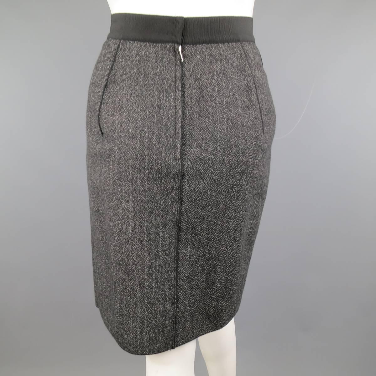 Women's DOLCE & GABBANA Size 4 Heather Gray Pleated Front A Line Skirt
