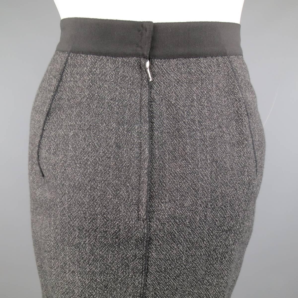 DOLCE & GABBANA Size 4 Heather Gray Pleated Front A Line Skirt 1