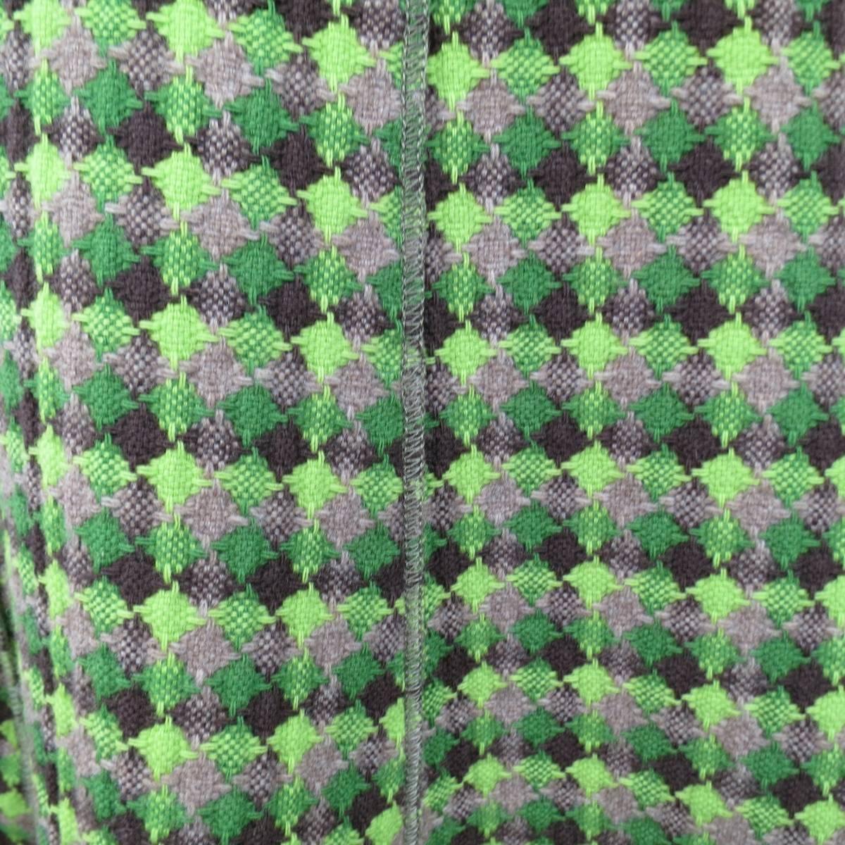 AKRIS Skirt - Size 8 Green & Brown Diamond Tweed A line Flare 1