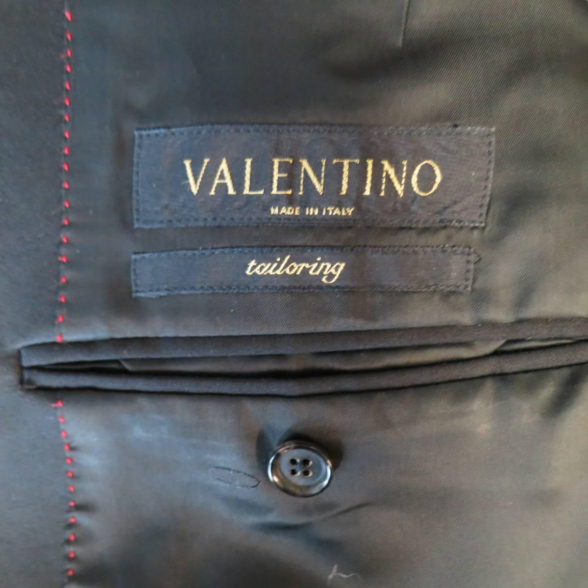 Men's VALENTINO 40 Regular Black Wool & Satin Peak Lapel 2 Button Tuxedo 4