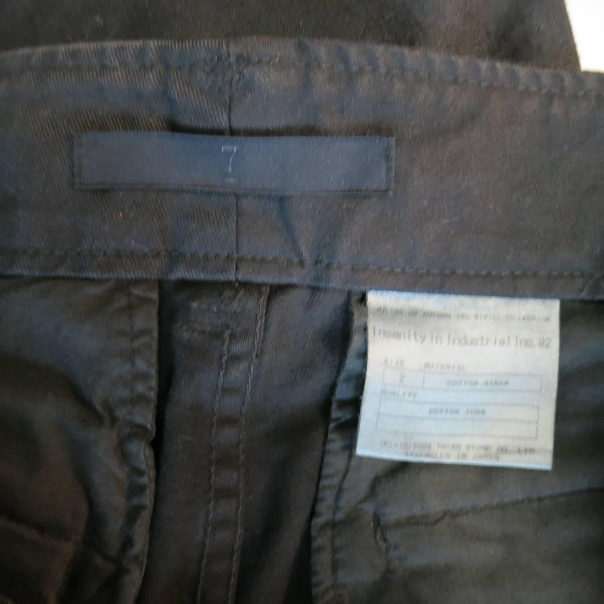 JULIUS_7 Size 32 Black Waxed Coated Cotton Industrial Cargo Pocket Pants 1