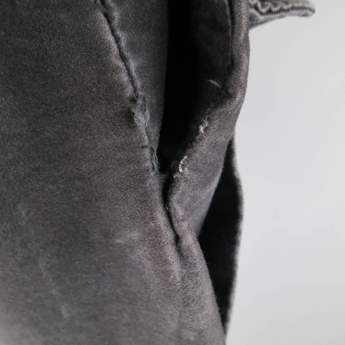 RICK OWENS 32 Black Washed Distressed Cotton Oversized Pocket Drop Crotch Pants 2