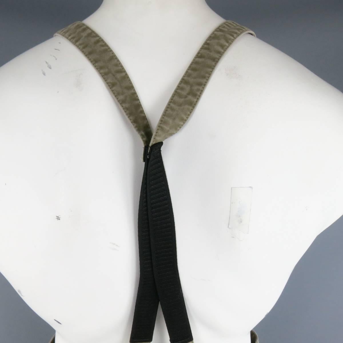VISVIM Size 32 Olive Washed Cotton Pastoral Braces Suspender Pants 1
