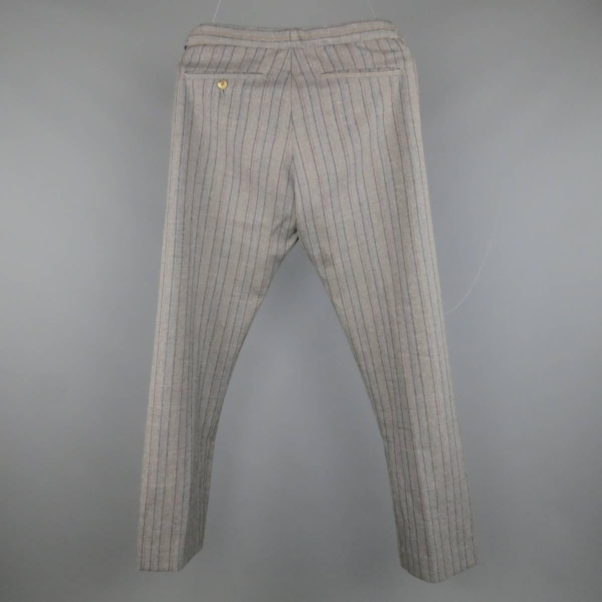 COMME des GARCONS Size 32 Grey Multicolor Stripe Wool Dress Pants 1