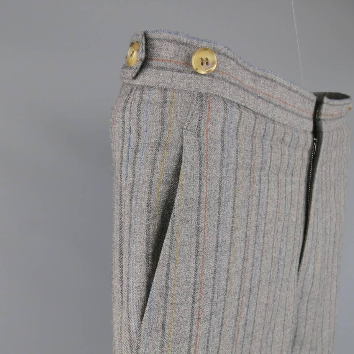 Men's COMME des GARCONS Size 32 Grey Multicolor Stripe Wool Dress Pants