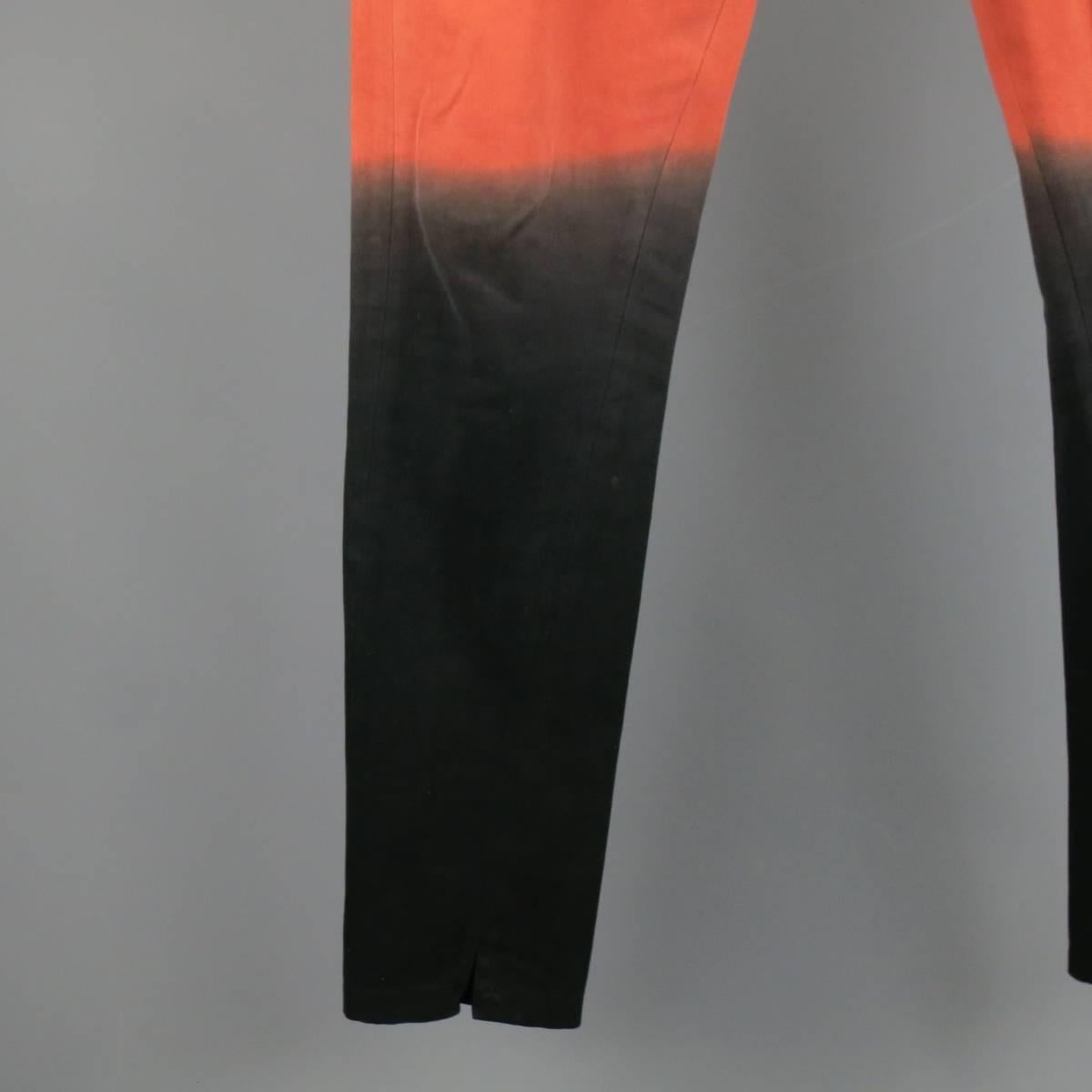 Men's ANN DEMEULEMEESTER Size 30 Red & Black Ombre Dip Dye Pants
