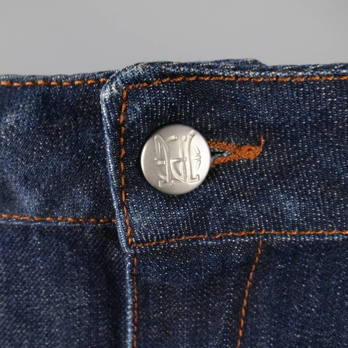 Jean Paul Gaultier Men's Indigo Denim Pocket Cutout Jeans, 1990s  In Excellent Condition In San Francisco, CA