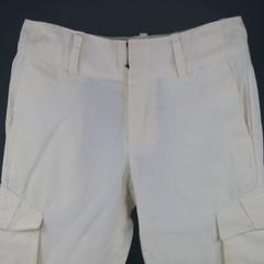 Vintage 1990's Men's JEAN PAUL GAULTIER Size 30 Off White Linen Lace Up Leg Pant