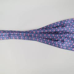 Vintage HERMES Navy Blue & Red Symbol Print Silk Ascot