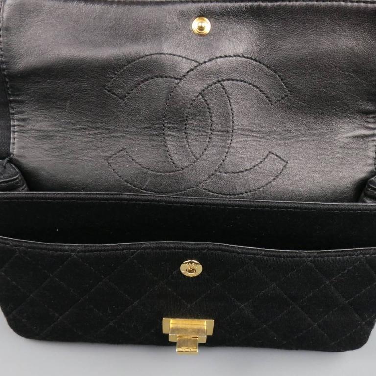 CHANEL Black Quilted Cotton Jersey Reissue 225 Gold Chain Shoulder ...