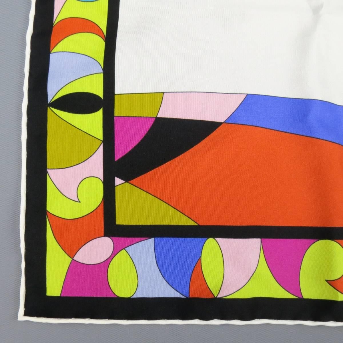 EMILIO PUCCI Multi-Color Geometric Print Silk Sash Scarf 2