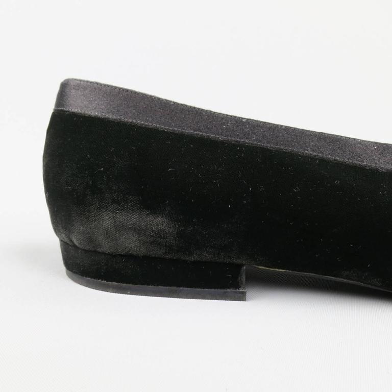 Vintage CHANEL Size 9.5 Black Velvet Tuxedo Flats at 1stdibs