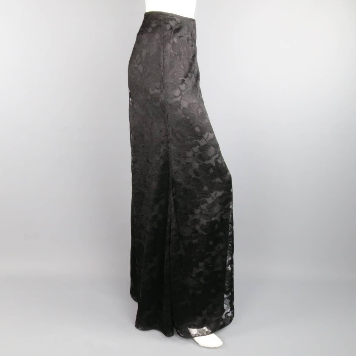 CHANEL Fall 2006 Size 8 Black Viscose / Silk Lace Extreme Wide Leg Dress Pants 1