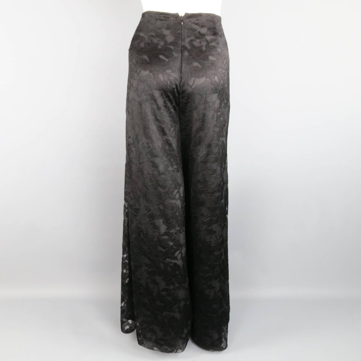 CHANEL Fall 2006 Size 8 Black Viscose / Silk Lace Extreme Wide Leg Dress Pants 2