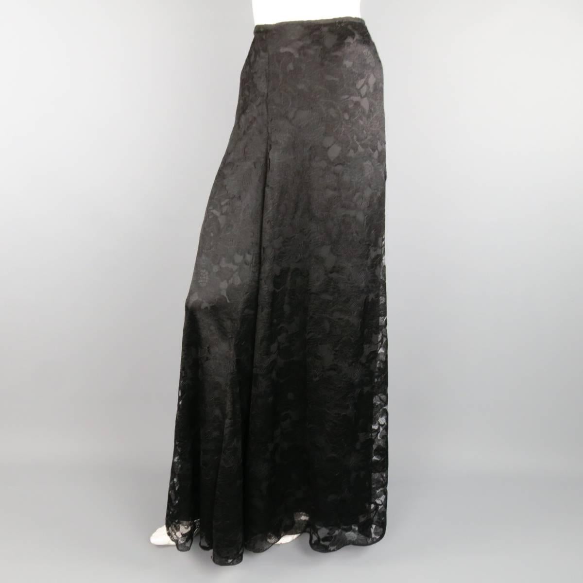 Women's CHANEL Fall 2006 Size 8 Black Viscose / Silk Lace Extreme Wide Leg Dress Pants