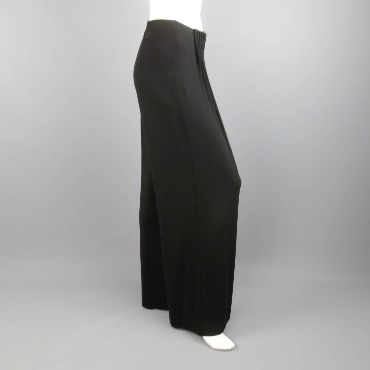 FENDI Pants - Size 6 Black Rayon Blend Pleated Front Wide Leg Dress Pants In Excellent Condition In San Francisco, CA
