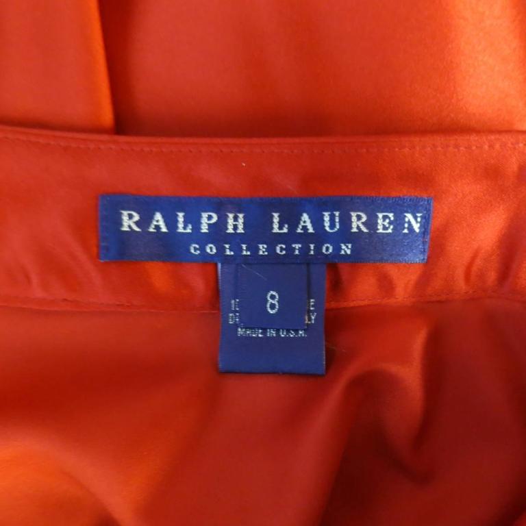 RALPH LAUREN COLLECTION Size 8 Red Silk Satin Full Length Drawstring ...
