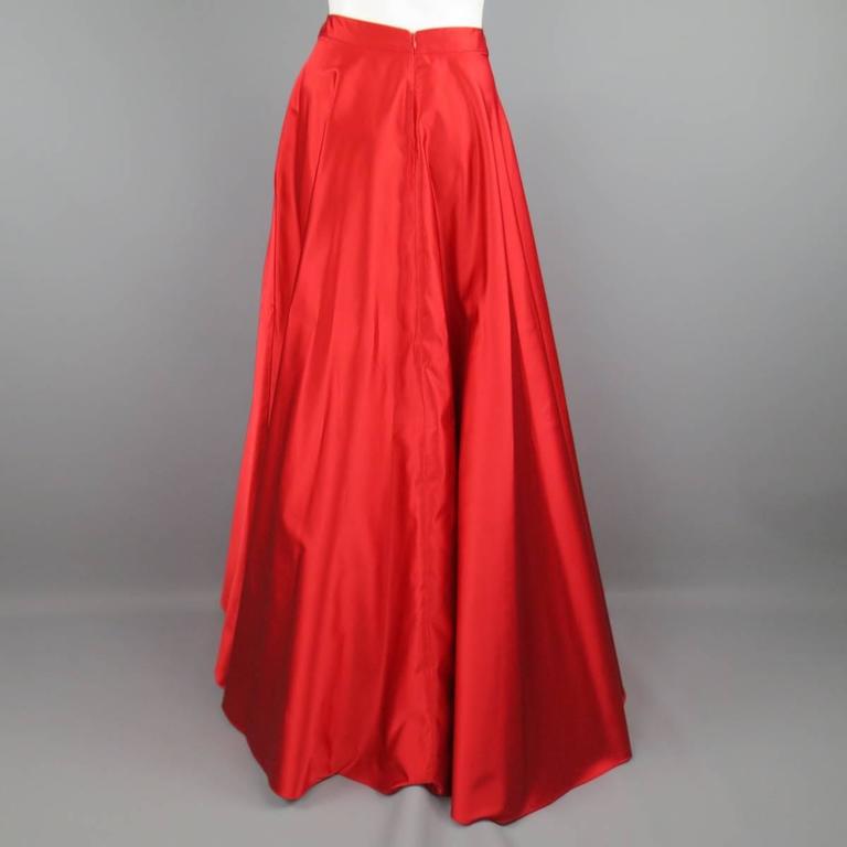 red silk maxi skirt