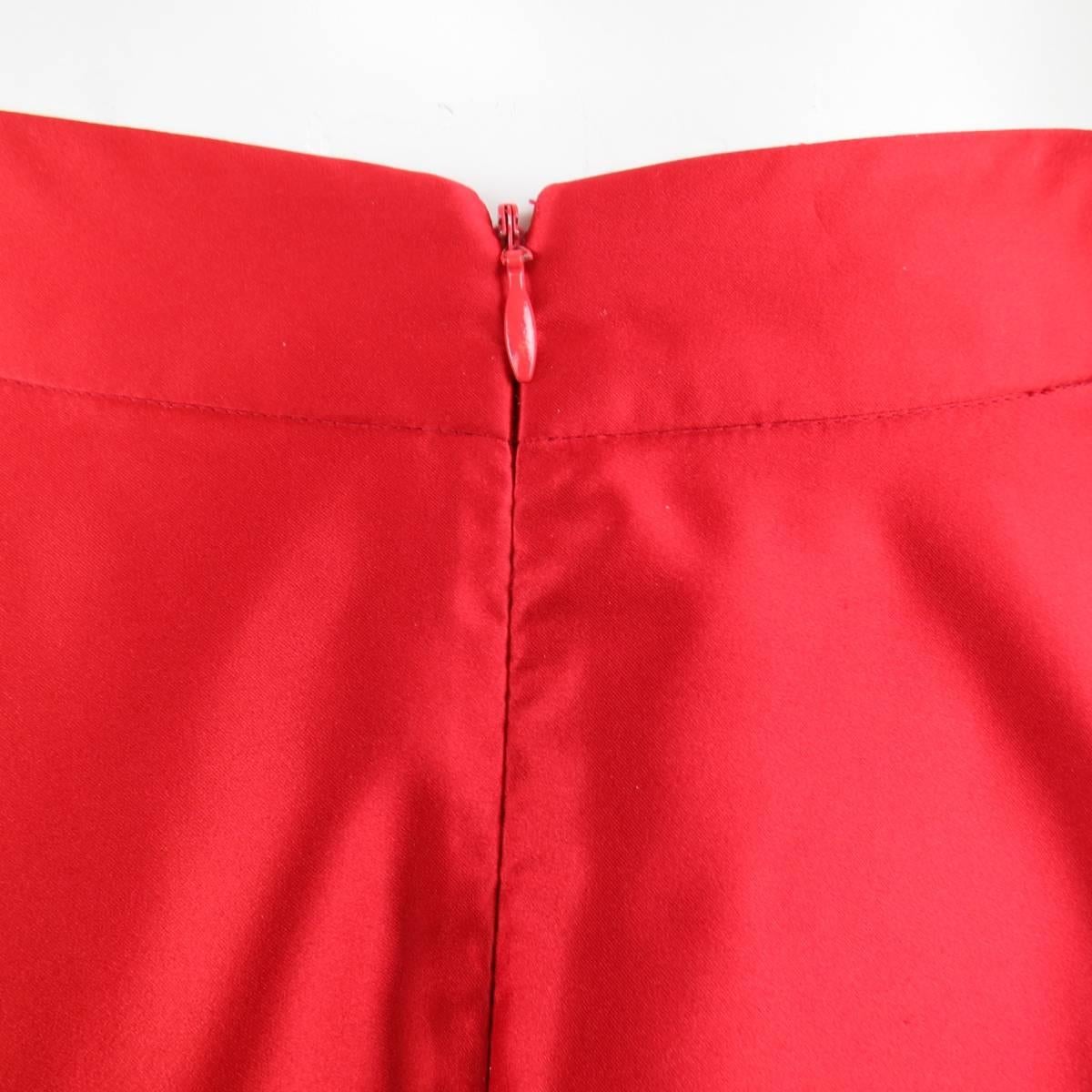 RALPH LAUREN COLLECTION Size 8 Red Silk Satin Full Length Drawstring Maxi Skirt 1
