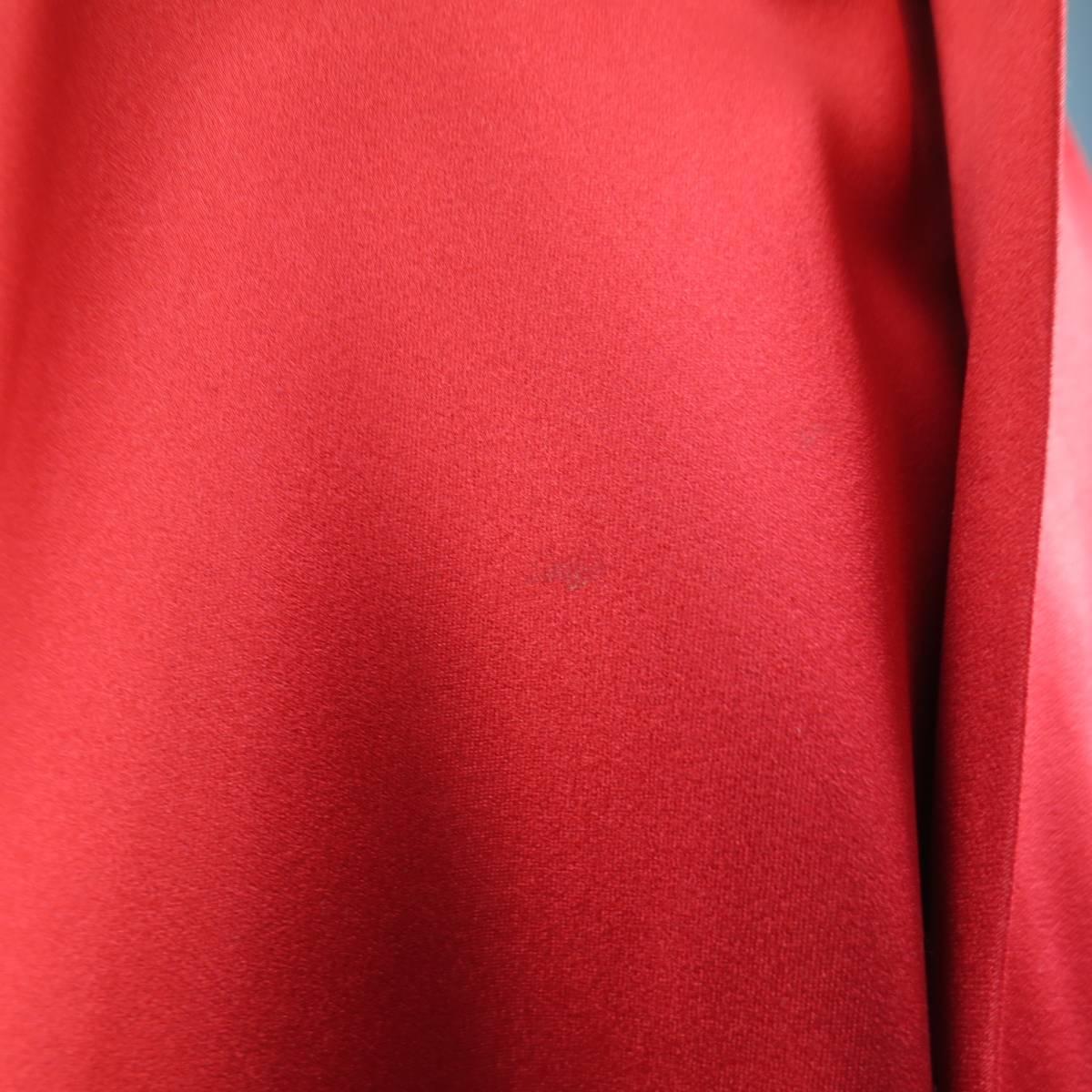 Women's RALPH LAUREN COLLECTION Size 8 Red Silk Satin Full Length Drawstring Maxi Skirt